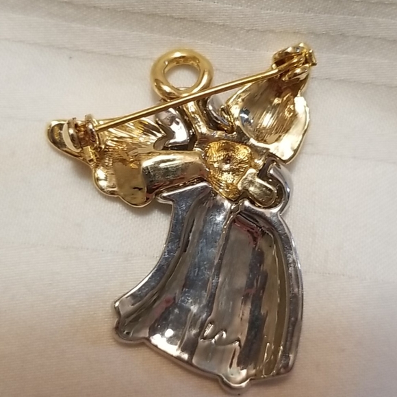 Vintage Gold Silver Angel Heart Brooch - Picture 3 of 5